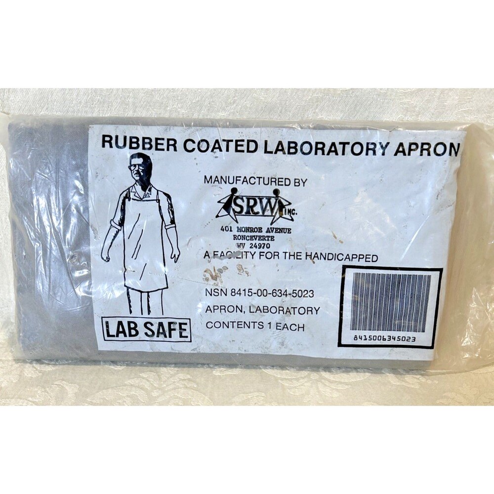 Vintage Military Surplus Rubber Lab Apron Black 35x45 NSN 8415006345023 NOS